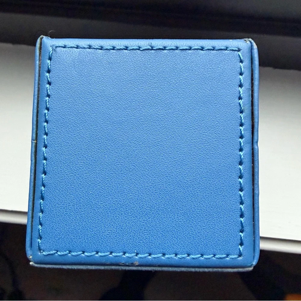 Classic Blue Leather-Look Desk Caddy/Business Card Holder